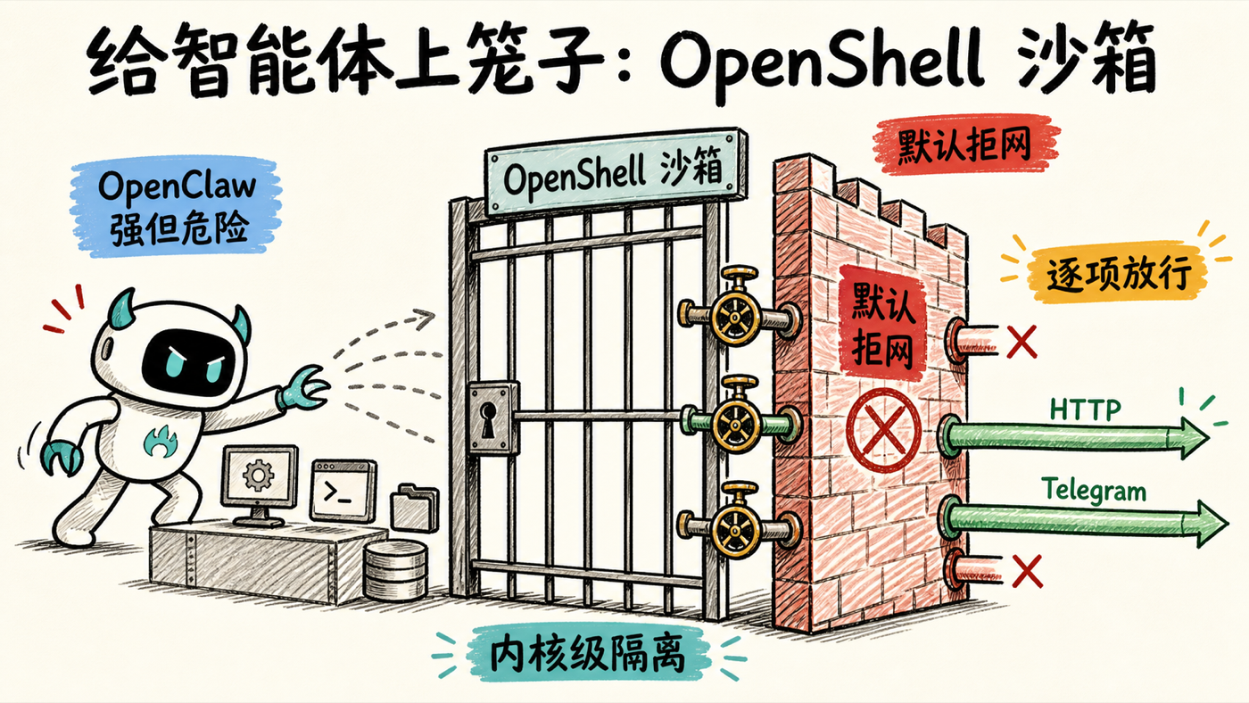 OpenClaw 经 OpenShell 沙箱上笼子